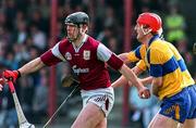 13 April 1997; Joe Rabbitte of Galway in action against Brian Lohan of Clare during the National Hurling League Division 1 at Kenny Park in Athenry, Roscommon. Photo by David Maher/Sportsfile