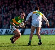 16 November 1997; John Crowley of Kerry faces up to Phil O'Reilly of Offaly during the National Football League match between Offaly and Kerry at O'Connor Park in Tullamore, Offaly. Photo by David Maher/Sportsfile