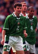 5 September 1998; Denis Irwin of Republic of Ireland during the UEFA EURO 2000 Group 8 Qualifier between Republic of Ireland and Croatia at Lansdowne Road in Dublin. Photo by Brendan Moran/Sportsfile