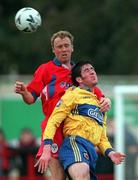 26 October 1998; Graham Lawlor of Bohemians in action against Tony McCarthy of Shelbourne during the Harp Lager National League Premier Division match between Shelbourne and Bohemians at Tolka Park in Dublin. Photo by Ray McManus/Sportsfile