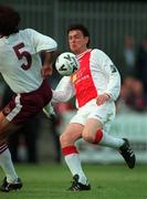 14 July 1998; Martin Russell of St. Patrick's Athletic in action against Stefano Salvatori of Hearts during the Club Friendly between St. Patrick's Athletic and Hearts at Richmond Park in Dublin. Photo by Brendan Moran/Sportsfile
