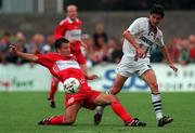 13 August 1998; Brian Barry Murphy of Cork City in action against Pavel Shkapenko of CSKA Kyiv during the UEFA Cup Winners' Cup Preliminary Round 2nd Leg between Cork City and CSKA Kyiv at Turners Cross in Cork. Photo by Matt Browne/Sportsfile