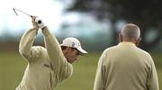 22 July 2003; Padraig Harrington pictured on the driving range with his coach Bob Torrance during practice day before the start of the Nissan Irish Open at Portmarnock Golf Club, Co. Dublin. Picture credit; Matt Browne / SPORTSFILE *EDI*