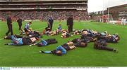 1 June 2003; The Dublin team warm up before the Bank of Ireland Leinster Senior Football Championship match between Dublin and Louth in Croke Park, Dublin. Photo by Ray McManus/Sportsfile