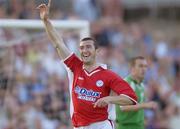 25 July 2003; Jason Byrne of Shelbourne celebrates after scoring his side's first goal during the Carlsberg FAI Cup Round 2 match between Cork City and Shelbourne at Turner's Cross in Cork. Photo by Damien Eagers/Sportsfile