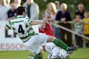 25 July 2003; Tony Bird, St. Patrick's Athletic, in action against Shamrock Rover's Shane Robinson. Carlsberg FAI Cup 2nd Round, St. Patrick's Athletic v Shamrock Rovers, Richmond Park, Dublin. Picture credit; David Maher / SPORTSFILE *EDI*