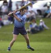 26 July 2003; Westlife singer Bryan McFadden scores one of his 4 goals playing for Dublin against Galway during the Aoife McGrane - King Benefit match between Dublin and Galway Minor Hurling teams of 1983 at St Vincent's GAA Club Grounds in Marino, Dublin. Photo by Brendan Moran/Sportsfile