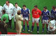 20 July 2003; President of Ireland Mary McAleese shakes hands with Ian Fitzgerald of Laois prior to the Bank of Ireland Leinster Senior Football Championship final between Kildare and Laois at Croke Park in Dublin. Photo by Ray McManus/Sportsfile