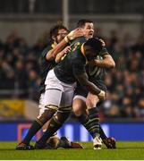 11 November 2017; Jonathan Sexton of Ireland is tackled by Siya Kolisi and Eben Etzebeth of South Africa during the Guinness Series International match between Ireland and South Africa at the Aviva Stadium in Dublin. Photo by Eóin Noonan/Sportsfile