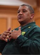 9 November 2017; Head coach Allister Coetzee during a South Africa Press Conference at Radisson Blu Hotel in Stillorgan, Dublin. Photo by Brendan Moran/Sportsfile