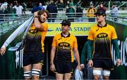 10 November 2017; Assistant coach Johann van Graan, centre, with Lood de Jager, left, and Franco Mostert during the South Africa rugby captain's run at Aviva Stadium in Dublin. Photo by Brendan Moran/Sportsfile