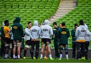 10 November 2017; Defence coach Brendan Venter speaks to the players during South Africa rugby captain's run at Aviva Stadium in Dublin. Photo by Brendan Moran/Sportsfile