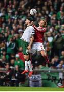 11 November 2017; Robbie Brady of Republic of Ireland in action against Peter Ankersen of Denmark during the FIFA 2018 World Cup Qualifier Play-off 1st Leg match between Denmark and Republic of Ireland at Parken Stadium in Copenhagen, Denmark. Photo by Seb Daly/Sportsfile