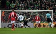 11 November 2017; Darren Randolph of Republic of Ireland makes a save after a shot from Christian Eriksen of Denmark during the FIFA 2018 World Cup Qualifier Play-off 1st Leg match between Denmark and Republic of Ireland at Parken Stadium in Copenhagen, Denmark. Photo by Seb Daly/Sportsfile