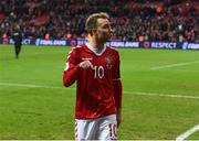 11 November 2017; Christian Eriksen of Denmark reacts towards Republic of Ireland supporters following the FIFA 2018 World Cup Qualifier Play-off 1st Leg match between Denmark and Republic of Ireland at Parken Stadium in Copenhagen, Denmark. Photo by Stephen McCarthy/Sportsfile