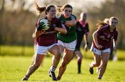 12 November 2017; Nicola Ward of Galway in action against Claire Flatley of Mayo during the All Ireland U21 Ladies Football Final match between Mayo and Galway at St. Croans GAA Club in Keelty, Roscommon. Photo by Sam Barnes/Sportsfile