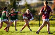 12 November 2017; Megan Glynn of Galway in action against Elaine Needham of Mayo during the All Ireland U21 Ladies Football Final match between Mayo and Galway at St. Croans GAA Club in Keelty, Roscommon. Photo by Sam Barnes/Sportsfile