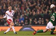 14 November 2017; Christian Eriksen of Denmark scores his side's second goal during the FIFA 2018 World Cup Qualifier Play-off 2nd leg match between Republic of Ireland and Denmark at Aviva Stadium in Dublin. Photo by Ramsey Cardy/Sportsfile