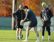 16 November 2017; Ireland head coach Joe Schmidt watches Joey Carbery and Jonathan Sexton during Ireland rugby squad training at Carton House in Maynooth, Kildare. Photo by Matt Browne/Sportsfile