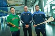 17 November 2017; Dublin hurlers departed Dublin Airport for Boston today onboard Aer Lingus flight EI 139. Aer Lingus, official airline of the AIG Fenway Hurling Classic and Irish Festival, has been serving Boston since 1958 and is thrilled to once again be supporting this unique cultural and sporting event, bringing 130 hurlers to Boston’s iconic Fenway Park. Games will be broadcast on TG4 on November 19th with Dublin v Galway in the first semi-final followed by Clare v Tipperary in the second semi-final. Pictured are Dublin's Glenn Whelan, manager Pat Gilroy and Donal Gormley. Photo by Ramsey Cardy/Sportsfile