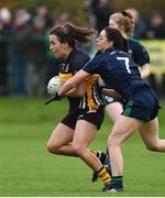 18 November 2017; Brid O'Sullivan of Mourneabbey in action against Sinead Goldrick of Foxrock Cabinteely during the All-Ireland Ladies Football Senior Club Championship semi-final match between Foxrock Cabinteely and Mourneabbey at Bray Emmets in Wicklow.  Photo by Matt Browne/Sportsfile