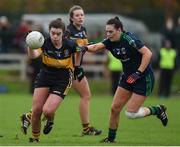 18 November 2017; Laura Fitzgerald of Mourneabbey in action against Emma McDonagh of Foxrock Cabinteely during the All-Ireland Ladies Football Senior Club Championship semi-final match between Foxrock Cabinteely and Mourneabbey at Bray Emmets in Wicklow.  Photo by Matt Browne/Sportsfile