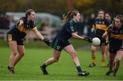 18 November 2017; Sarah Quinn of Foxrock Cabinteely in action against Niamh O'Sullivan and Marie O'Callaghan of Mourneabbey during the All-Ireland Ladies Football Senior Club Championship semi-final match between Foxrock Cabinteely and Mourneabbey at Bray Emmets in Wicklow.  Photo by Matt Browne/Sportsfile