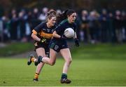 18 November 2017; Sinead Goldrick of Foxrock Cabinteely in action against Eimear Harrington of Mourneabbey during the All-Ireland Ladies Football Senior Club Championship semi-final match between Foxrock Cabinteely and Mourneabbey at Bray Emmets in Wicklow.  Photo by Matt Browne/Sportsfile