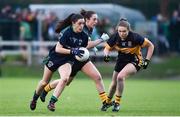 18 November 2017; Sinead Goldrick of Foxrock Cabinteely in action against Roisin O'Sullivan, left, and Eimear Harrington of Mourneabbey during the All-Ireland Ladies Football Senior Club Championship semi-final match between Foxrock Cabinteely and Mourneabbey at Bray Emmets in Wicklow. Photo by Matt Browne/Sportsfile
