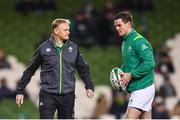 25 November 2017; Ireland head coach Joe Schmidt and Jonathan Sexton prior to the start of the Guinness Series International match between Ireland and Argentina at the Aviva Stadium in Dublin. Photo by Ramsey Cardy/Sportsfile