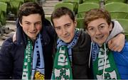 25 November 2017; Ireland supporters, from left, Nathaniel Tureon, Matthew McComb and Reuben Tureon prior to the Guinness Series International match between Ireland and Argentina at the Aviva Stadium in Dublin. Photo by Piaras Ó Mídheach/Sportsfile
