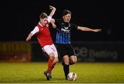 25 November 2017; Dylan Gavin of Athlone Town in action against Kenny Lee of St Patrick's Athletic during the SSE Airtricity National Under 15 League Final match between Athlone Town and St Patrick's Athletic at Lisseywollen in Athlone, Co Westmeath. Photo by Stephen McCarthy/Sportsfile