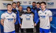 1 December 2017; Maire Quilty Corporate Managing Director of TQS with Waterford hurling team manager Derek McGrath and, from left, Jamie Barron, Shane Fives, Maurice Shanahan, Dan Shanahan, Michael Curry and Conor Murray in attendance at the Waterford GAA new sponsorship launch at TQS Integration Systems in Lismore, Waterford. Photo by Matt Browne/Sportsfile