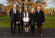 1 December 2017; Inter-county stars graduated today from the Jim Madden GPA Leadership Programme at Maynooth University. Pictured is Leitrim ladies footballer Anna Conlon, with GPA Chief Executive Dermot Earley, left, and family members, from left, sister Iseult, mother Bríd and father Séan, at Maynooth University, Maynooth, Co Kildare. Photo by Seb Daly/Sportsfile