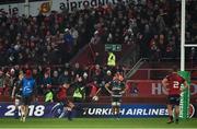 9 December 2017; Ian Keatley of Munster kicks a penalty during the European Rugby Champions Cup Pool 4 Round 3 match between Munster and Leicester Tigers at Thomond Park in Limerick. Photo by Diarmuid Greene/Sportsfile