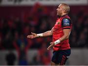 9 December 2017; Simon Zebo of Munster celebrates after scoring his side's second try during the European Rugby Champions Cup Pool 4 Round 3 match between Munster and Leicester Tigers at Thomond Park in Limerick. Photo by Stephen McCarthy/Sportsfile