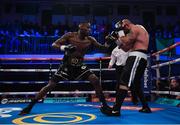 13 December 2017; Lawrence Okolie, left, and Antonio Sousa during their cruiserweight bout at York Hall in London, England. Photo by Stephen McCarthy/Sportsfile