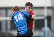 3 January 2018; Oscar King of North East Area is tackled by Ronan Patterson of Metro Area during the Shane Horgan Cup Round 3 match between Metro Area and North East Area at Donnybrook in Dublin. Photo by Eóin Noonan/Sportsfile