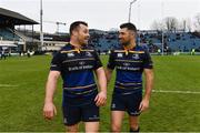 14 January 2018; Cian Healy, left, and Rob Kearney of Leinster following the European Rugby Champions Cup Pool 3 Round 5 match between Leinster and Glasgow Warriors at the RDS Arena in Dublin. Photo by Ramsey Cardy/Sportsfile