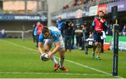 20 January 2018; Ross Byrne of Leinster scores his side's first try during the European Rugby Champions Cup Pool 3 Round 6 match between Montpellier and Leinster at the Altrad Stadium in Montpellier, France. Photo by Ramsey Cardy/Sportsfile