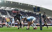 20 January 2018; Ross Byrne of Leinster scores his side's first try during the European Rugby Champions Cup Pool 3 Round 6 match between Montpellier and Leinster at the Altrad Stadium in Montpellier, France. Photo by Ramsey Cardy/Sportsfile