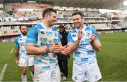 20 January 2018; Robbie Henshaw, left, and Fergus McFadden of Leinster following the European Rugby Champions Cup Pool 3 Round 6 match between Montpellier and Leinster at the Altrad Stadium in Montpellier, France. Photo by Ramsey Cardy/Sportsfile