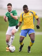 20 January 2018; Timothy Roberto of Finn Harps in action against Gearóid Morrissey of Cork City during the pre-season friendly match between Cork City and Finn Harps at the FAI National Training Centre in Abbotstown, Dublin. Photo by Stephen McCarthy/Sportsfile