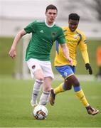 20 January 2018; Garry Buckley of Cork City in action against BJ Banda of Finn Harps during the pre-season friendly match between Cork City and Finn Harps at the FAI National Training Centre in Abbotstown, Dublin. Photo by Stephen McCarthy/Sportsfile