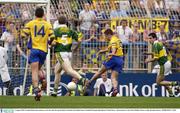 4 August 2003; Frankie Dolan of Roscommon scores his sides first goal during the Bank of Ireland All-Ireland Senior Football Championship Quarter Final between Kerry and Roscommon at Croke Park in Dublin. Photo by Brendan Moran/Sportsfile