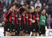 2 August 2003; Longford Town players stand for a minutes silence before the eircom League Premier Division match between Longford Town and St Patrick's Athletic at Flancare Park, Longford. Photo by David Maher/Sportsfile