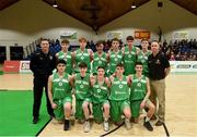 23 January 2018; The St Malachy's Belfast team pose for a photo prior to the Subway All-Ireland Schools U19A Boys Cup Final match between St Malachy's Belfast and Templeogue College at the National Basketball Arena in Tallaght, Dublin. Photo by David Fitzgerald/Sportsfile