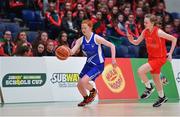 25 January 2018; Aoife Morrissey of Crescent Comprehensive in action against Grainne O'Reilly of Scoil Chríost Rí during the Subway All-Ireland Schools U16A Girls Cup Final match between Crescent Comprehensive, Limerick, and Scoil Chriost Rí, Portlaoise, Laois, at the National Basketball Arena in Tallaght, Dublin. Photo by Brendan Moran/Sportsfile