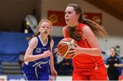25 January 2018; Sarah Fleming of Scoil Chríost Rí in action against Amy O'Byrne of Crescent Comprehensive during the Subway All-Ireland Schools U16A Girls Cup Final match between Crescent Comprehensive, Limerick, and Scoil Chriost Rí, Portlaoise, Laois, at the National Basketball Arena in Tallaght, Dublin. Photo by Brendan Moran/Sportsfile