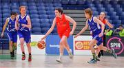 25 January 2018; Shauna Dooley of Scoil Chríost Rí in action against Aoife Morrissey, left, and Rachel Buckley of Crescent Comprehensive during the Subway All-Ireland Schools U16A Girls Cup Final match between Crescent Comprehensive, Limerick, and Scoil Chriost Rí, Portlaoise, Laois, at the National Basketball Arena in Tallaght, Dublin. Photo by Brendan Moran/Sportsfile